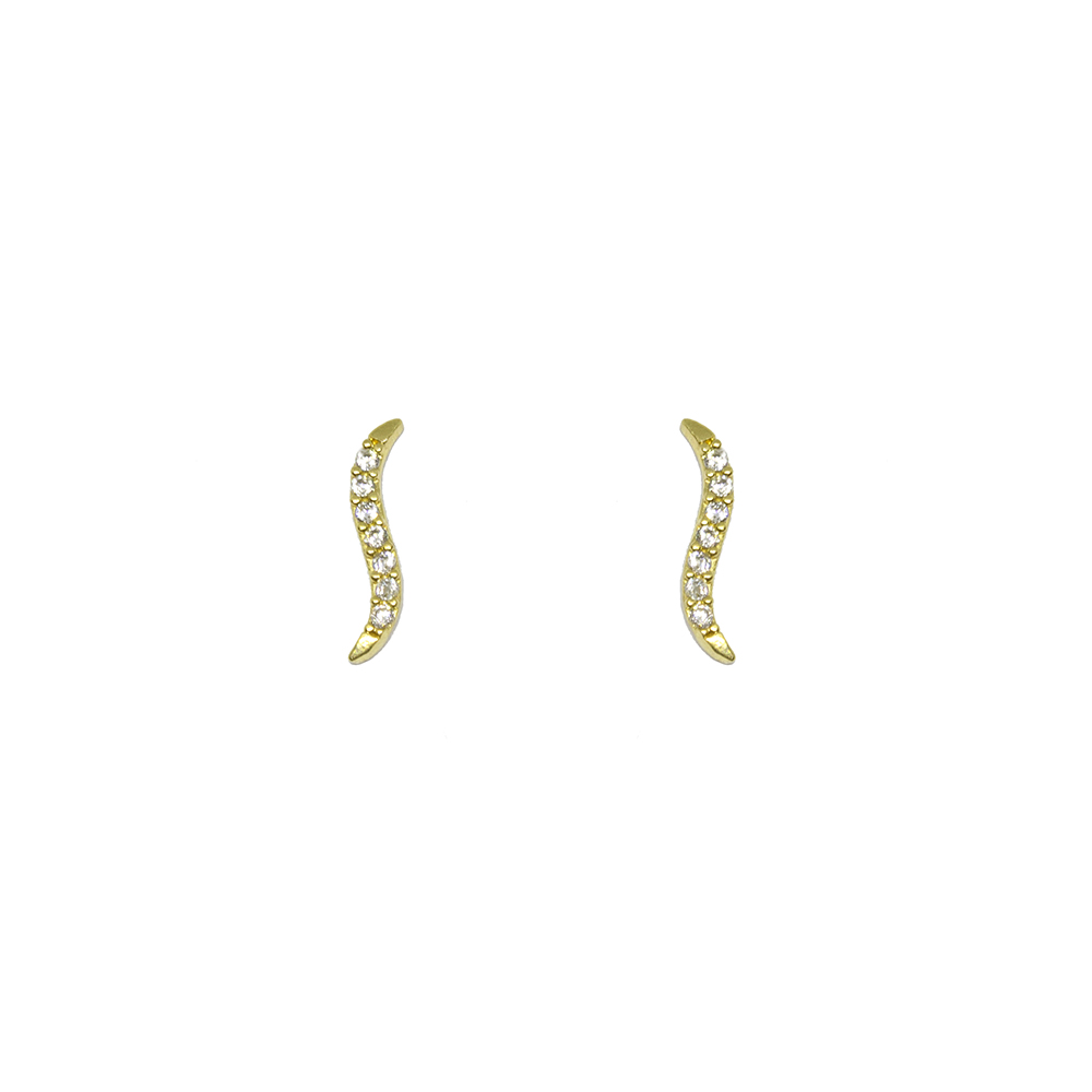 Brinco Filete com Zirc�nias em Ouro 18 Kilates - 22885